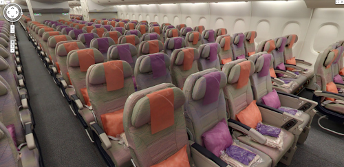 a row of seats in an airplane