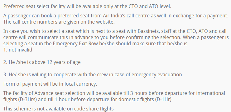 Air India Seat Selection